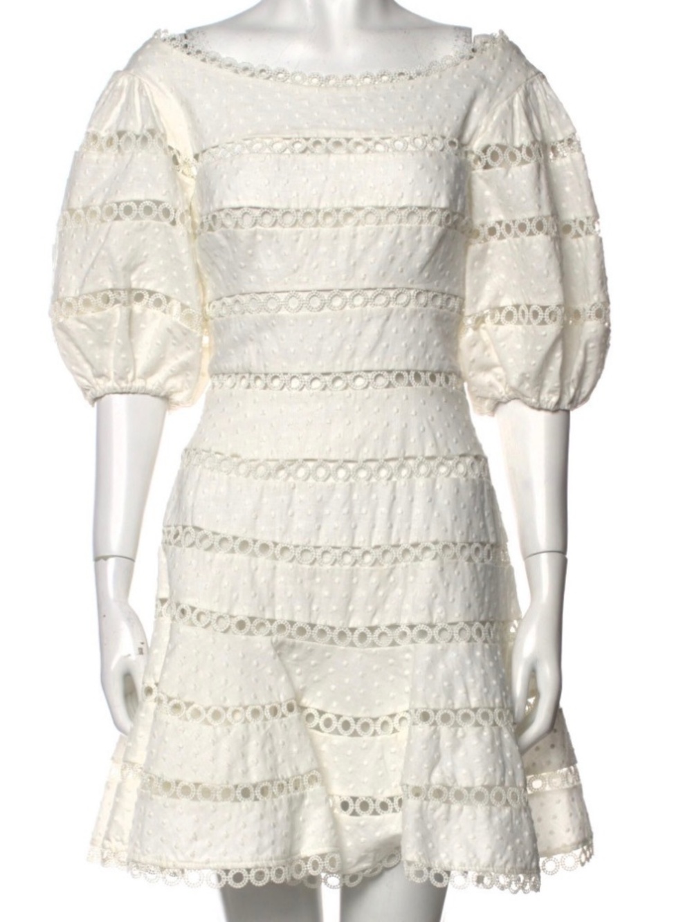 NWOT Zimmermann White Bowie Contour Hailspot Linen Mini Dress Sz 3 US 10 Bride